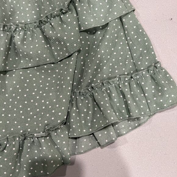Altered State Skirt Women Large Green Ruffle Polkadot Layered Boho Hippie - Picture 4 of 11